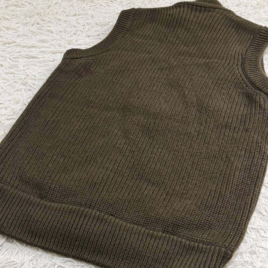 16979✨ザノーネ ニット切替ダウンベスト カーキ 46 M プリマロフト