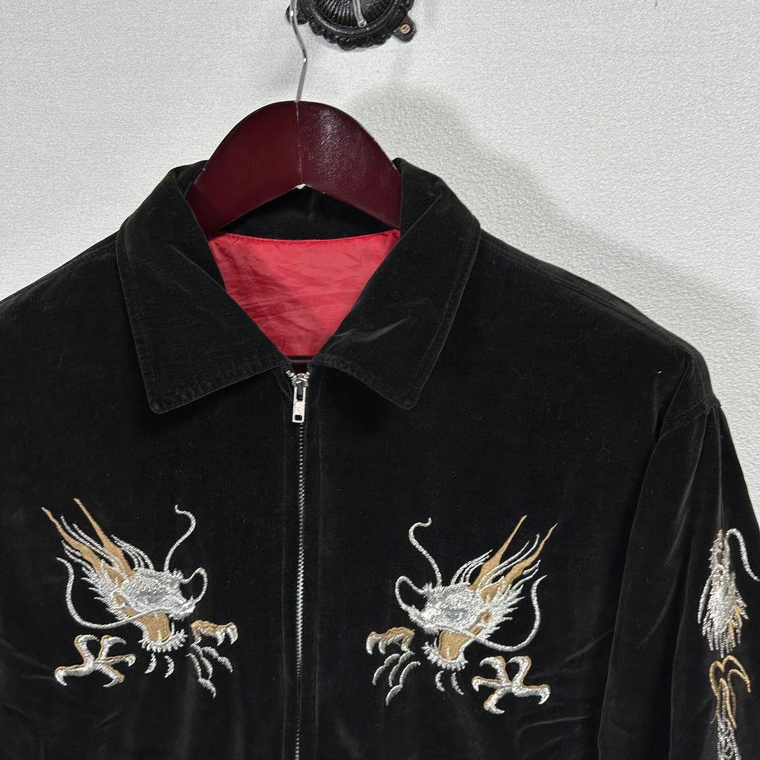 美品 90s 別珍 ベロア スカジャン 襟付き スイングトップ型 ヴィンテージ