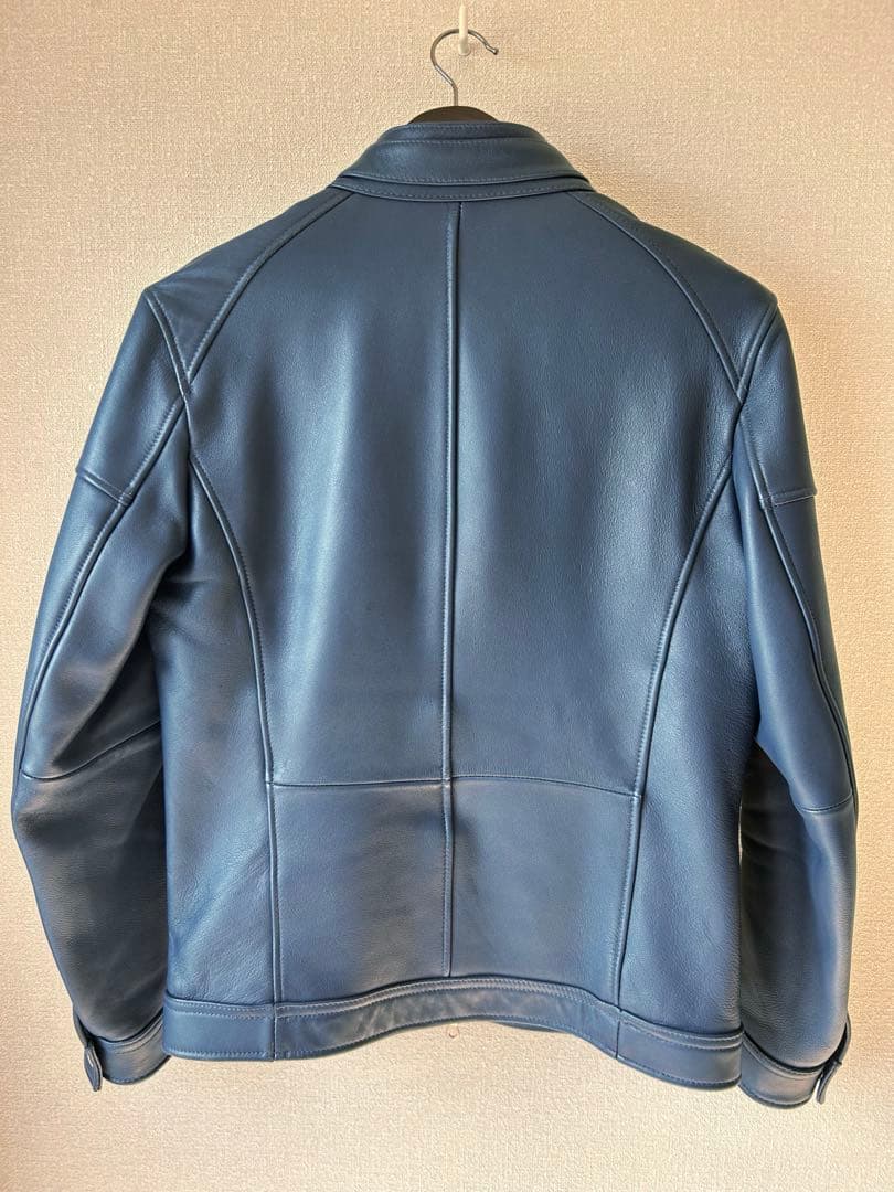 シングルライダースジャケット RT ブルー　羊革