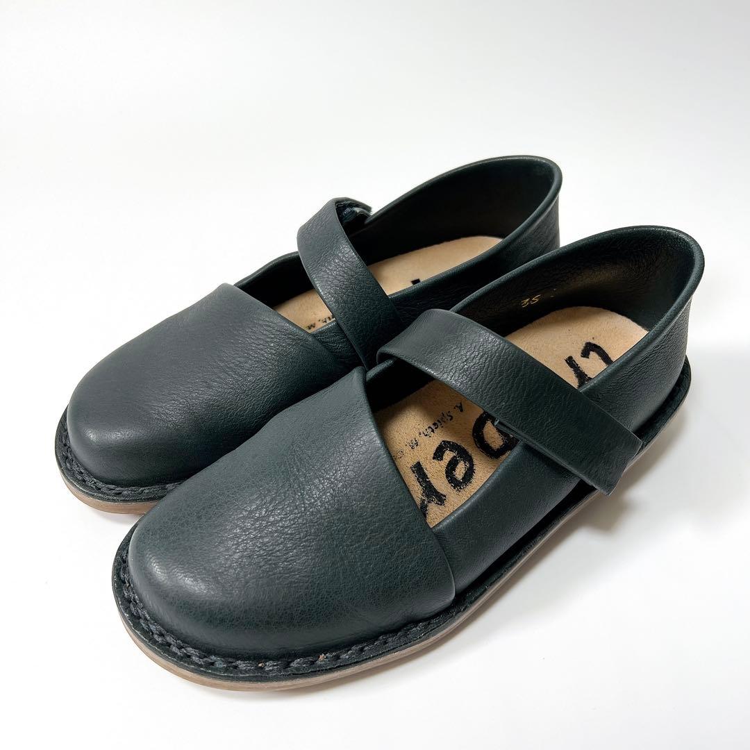 《極美品》トリッペン Ahead ベロクロストラップシューズ ネイビー 36