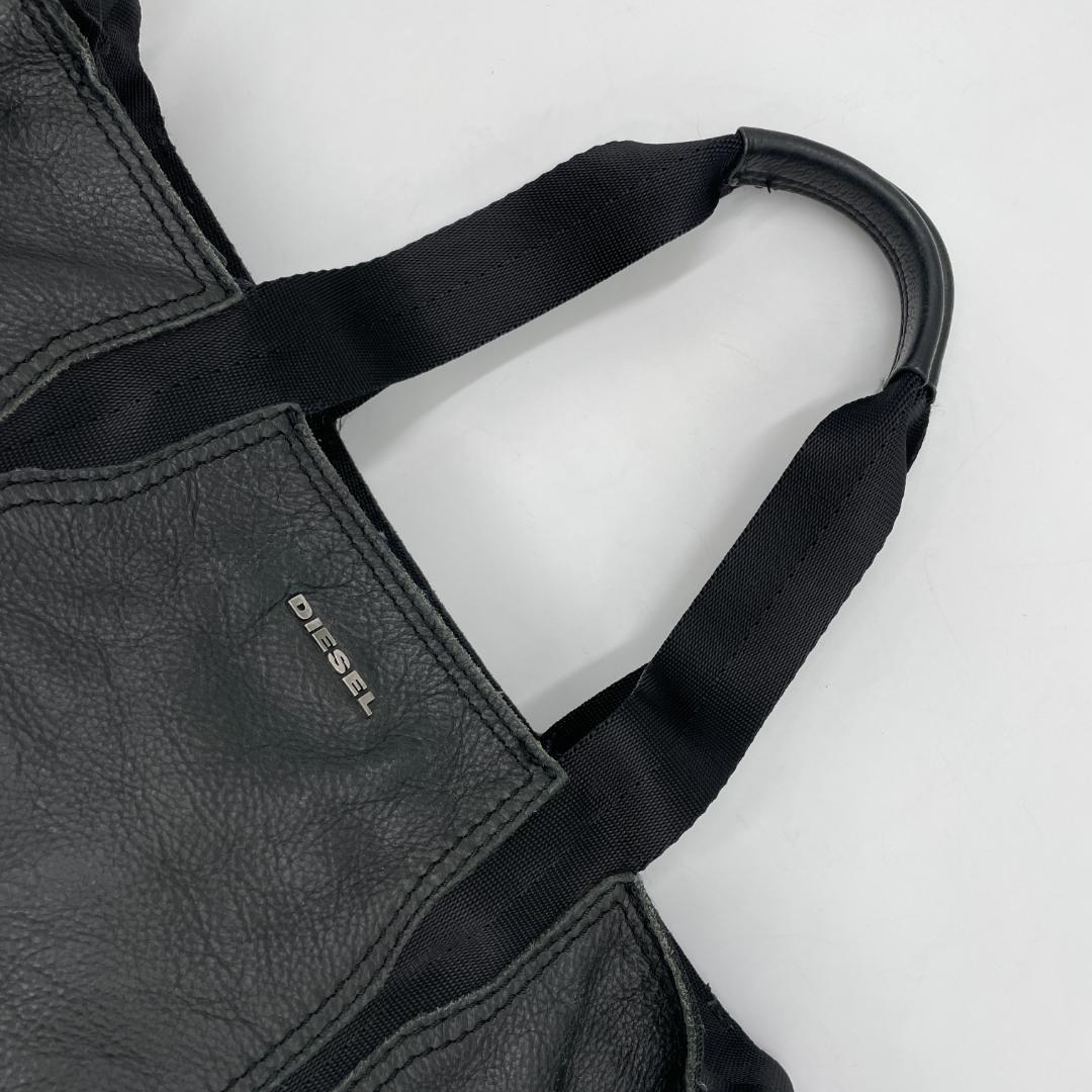 良品 DIESEL トートバッグ レザー ブラック