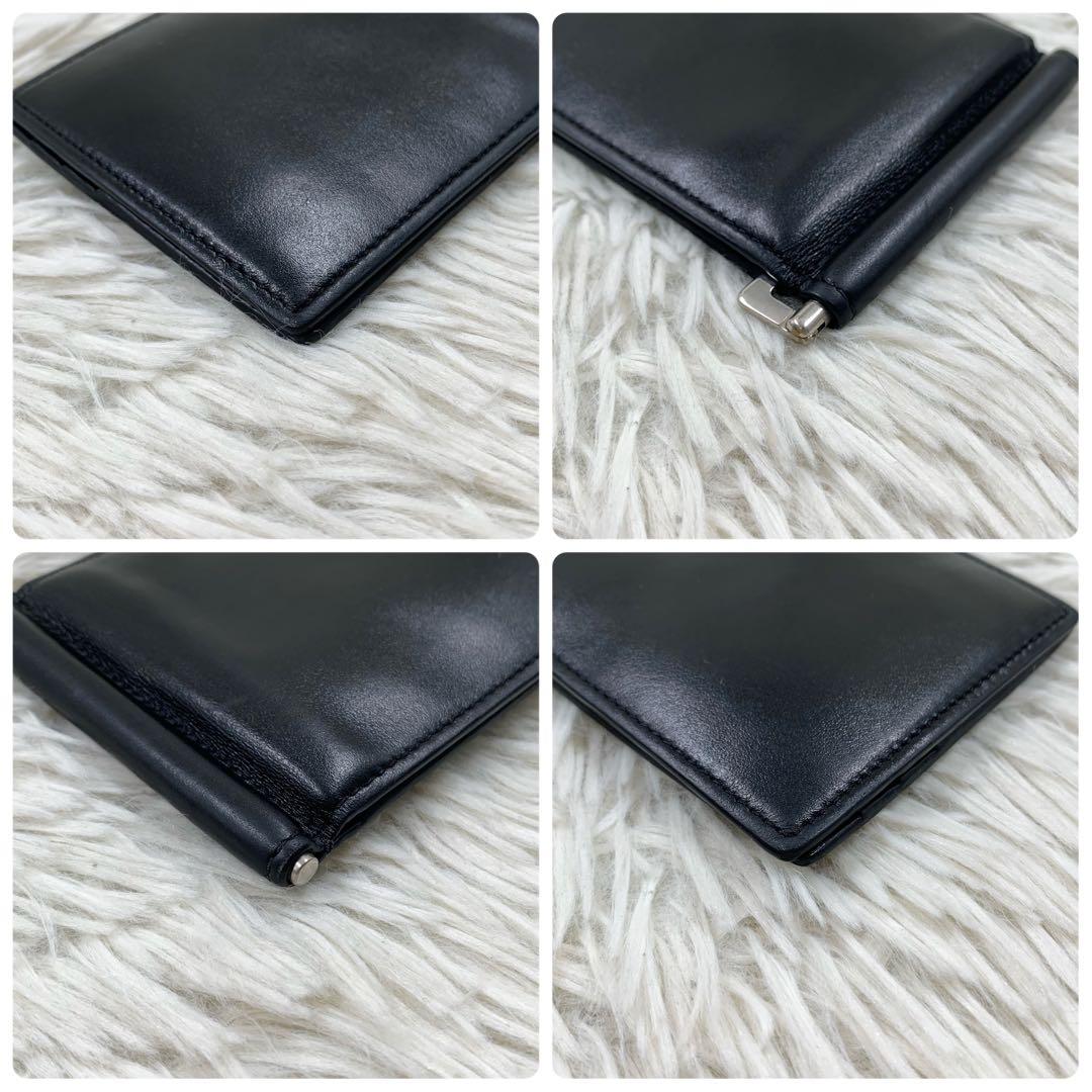 【✨極美品✨】 サンローラン マネークリップ シルバーロゴ レザー ブラック