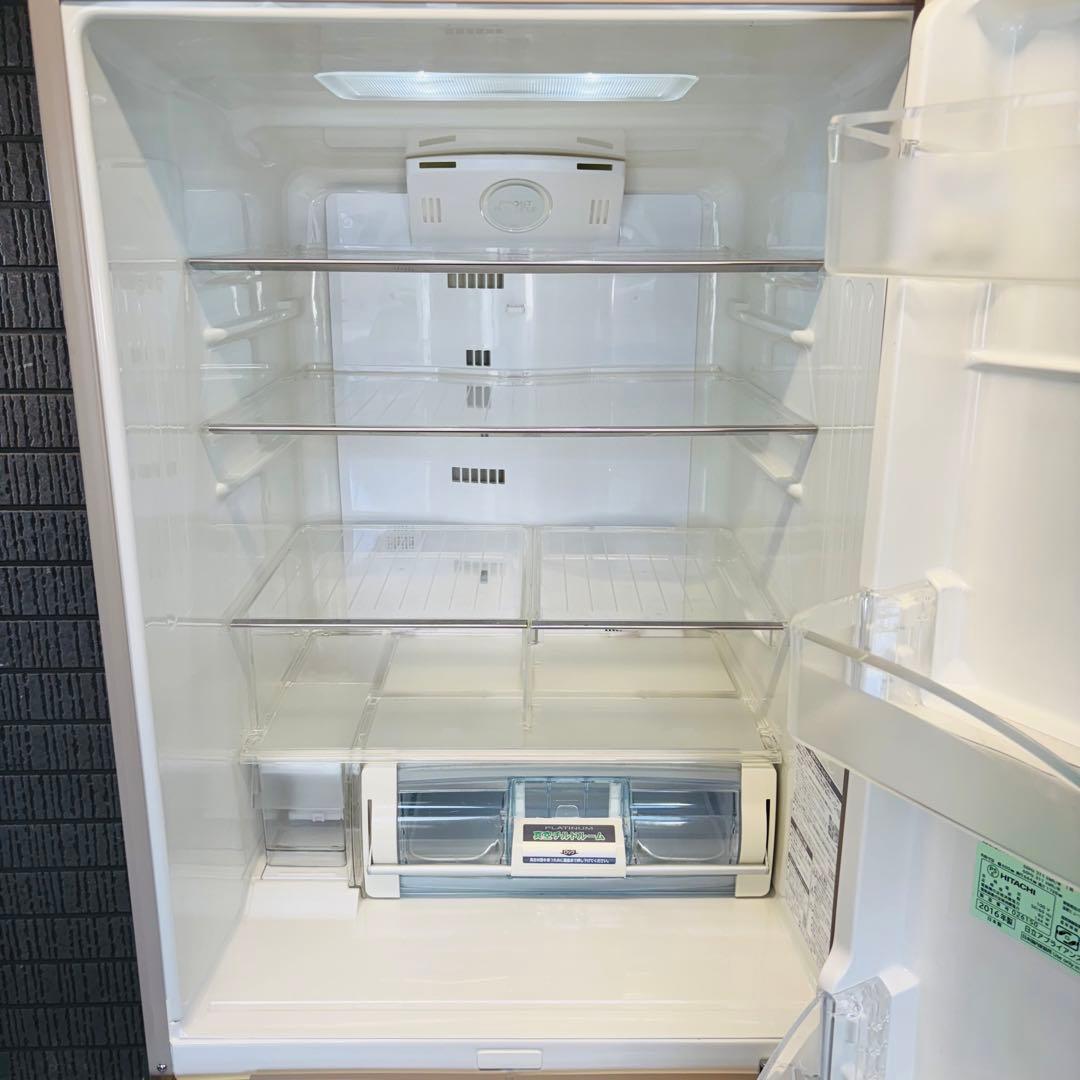 日立 401L 冷蔵庫 大容量 ガラス面 シャンパン 訳あり【地域限定配送無料】