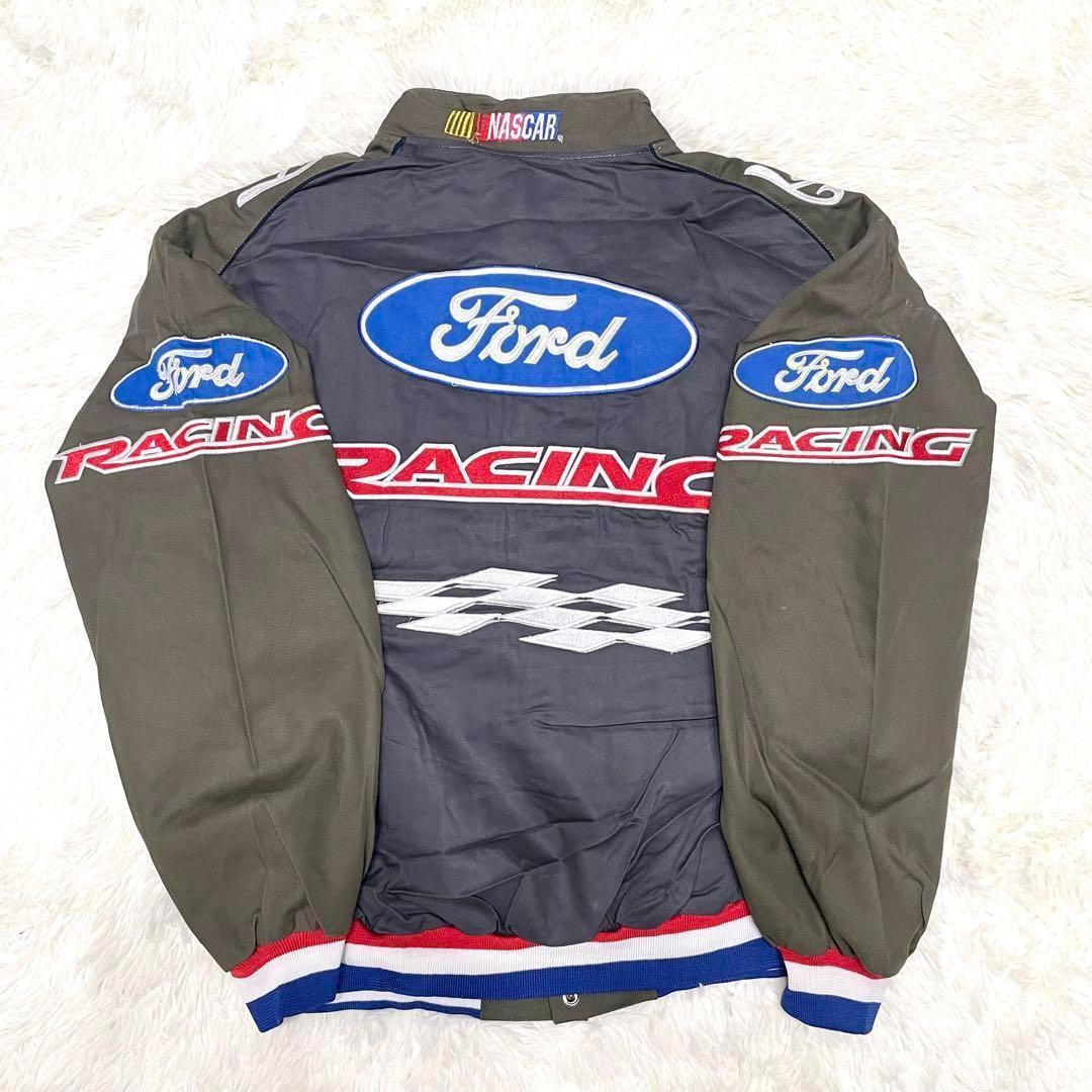 JH DESIGN レーシングジャケット　フォード　グレー/カーキ　サイズL