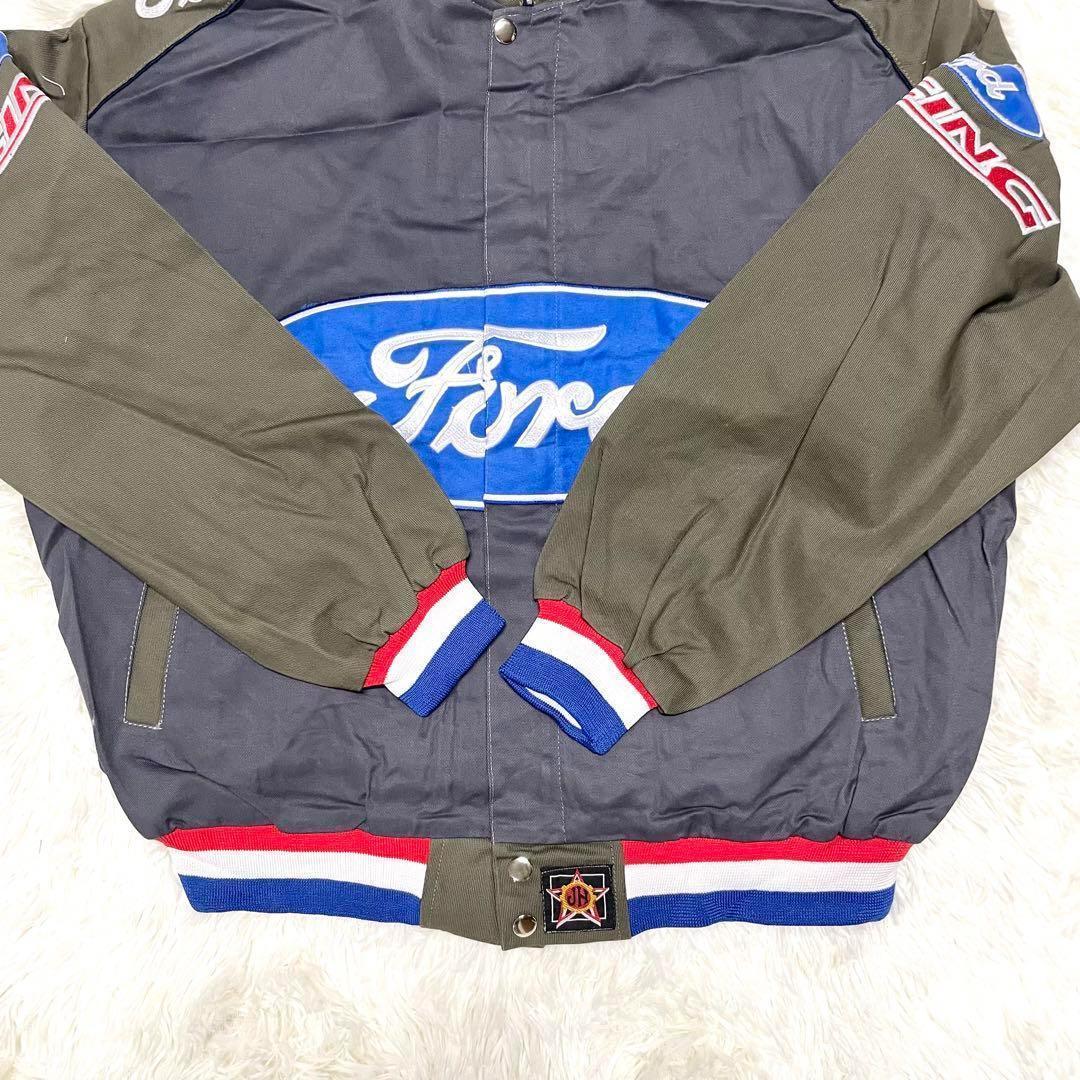 JH DESIGN レーシングジャケット　フォード　グレー/カーキ　サイズL
