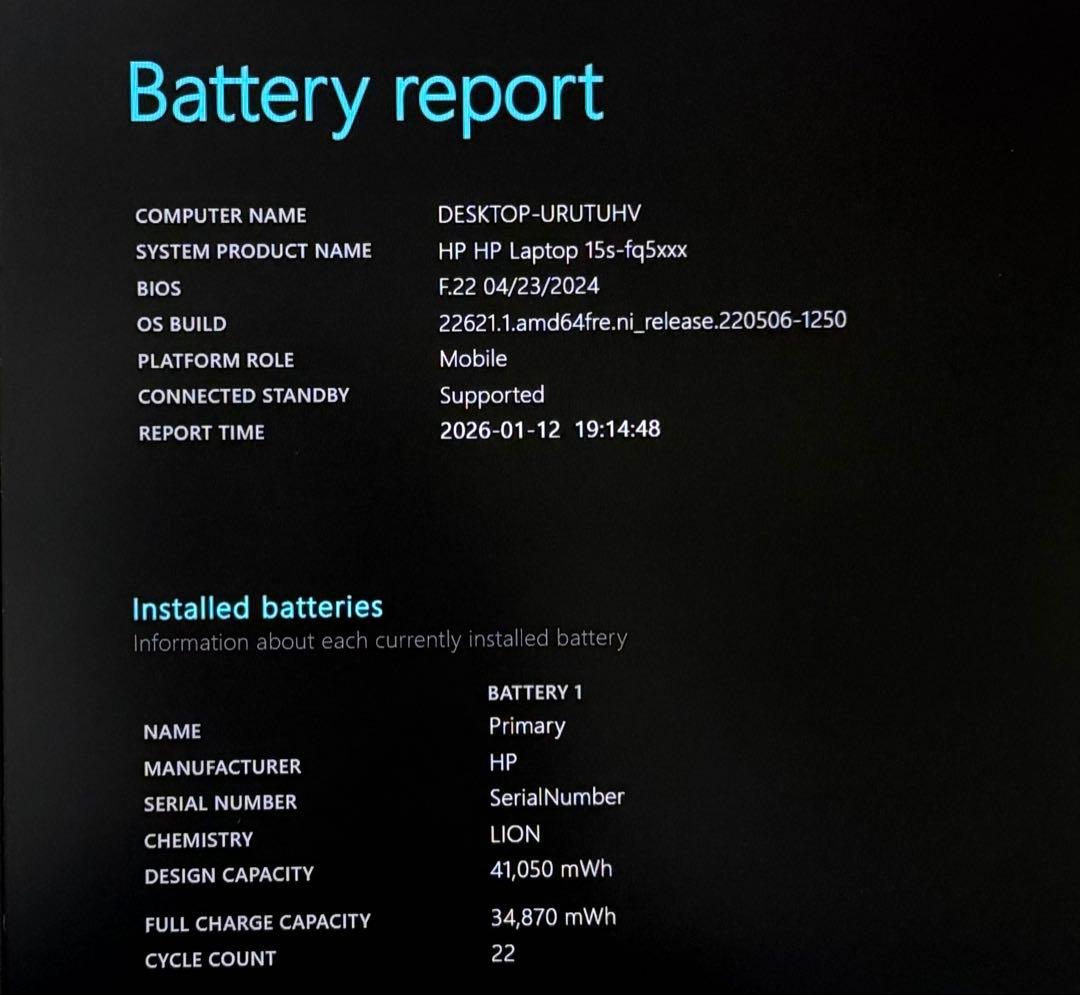 その他ノートPC本体 HP 15S-FQ5042TU i5-1235U Ram8G/512GB