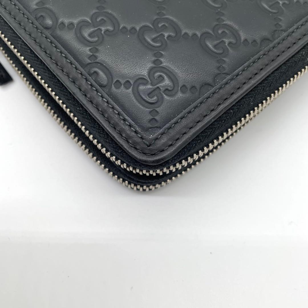 【極美品】グッチ　オーガナイザー　シェリーライン　シマ　GG レザー　ブラック