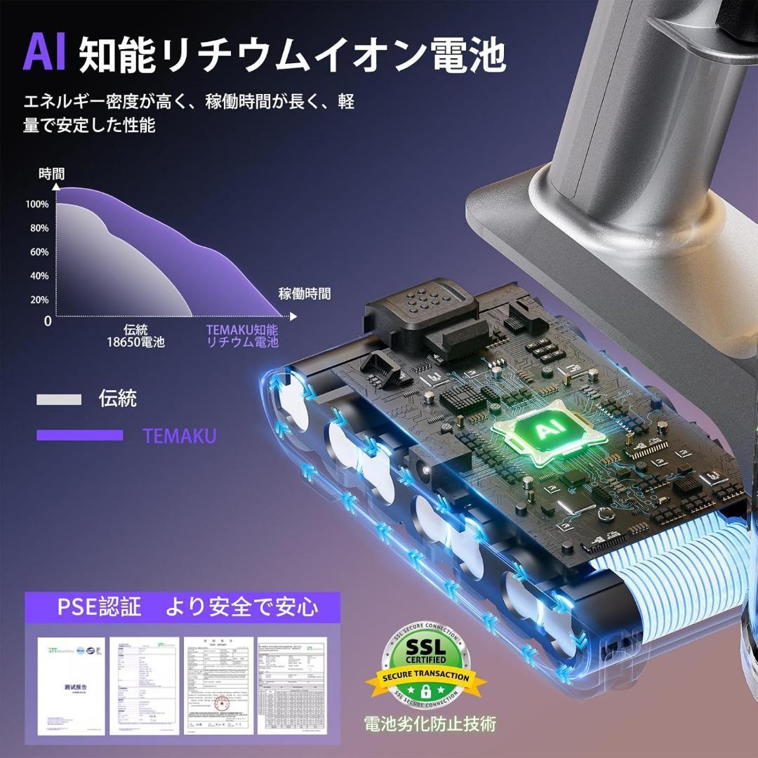 R1827-70-260】コードレス掃除機 90KPa超強力吸引 2026モデル