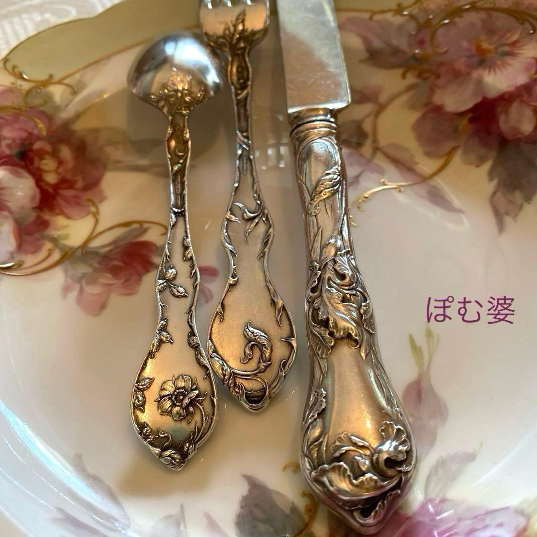 【米国／リード＆バートン】純銀／カトラリー 「５つの花」３本セット×2組