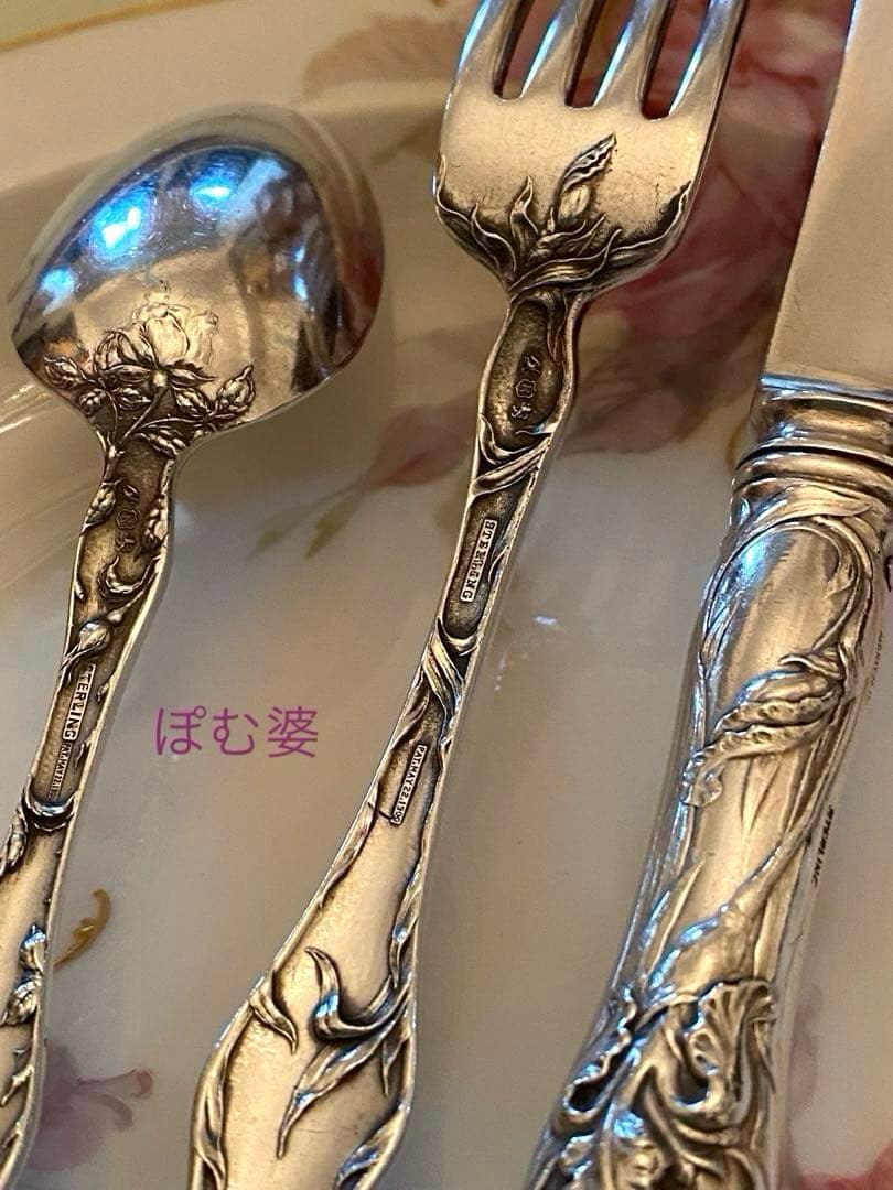 【米国／リード＆バートン】純銀／カトラリー 「５つの花」３本セット×2組