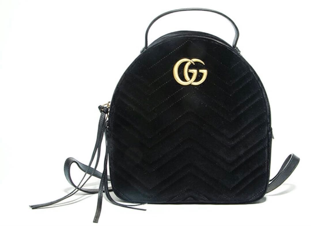 1日限定SALE▷GUCCI GGマーモント ベルベットリュック ブラック