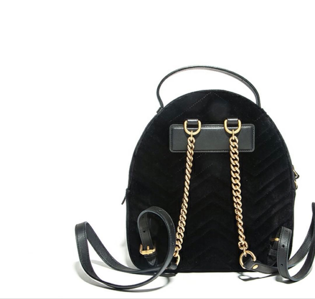 1日限定SALE▷GUCCI GGマーモント ベルベットリュック ブラック