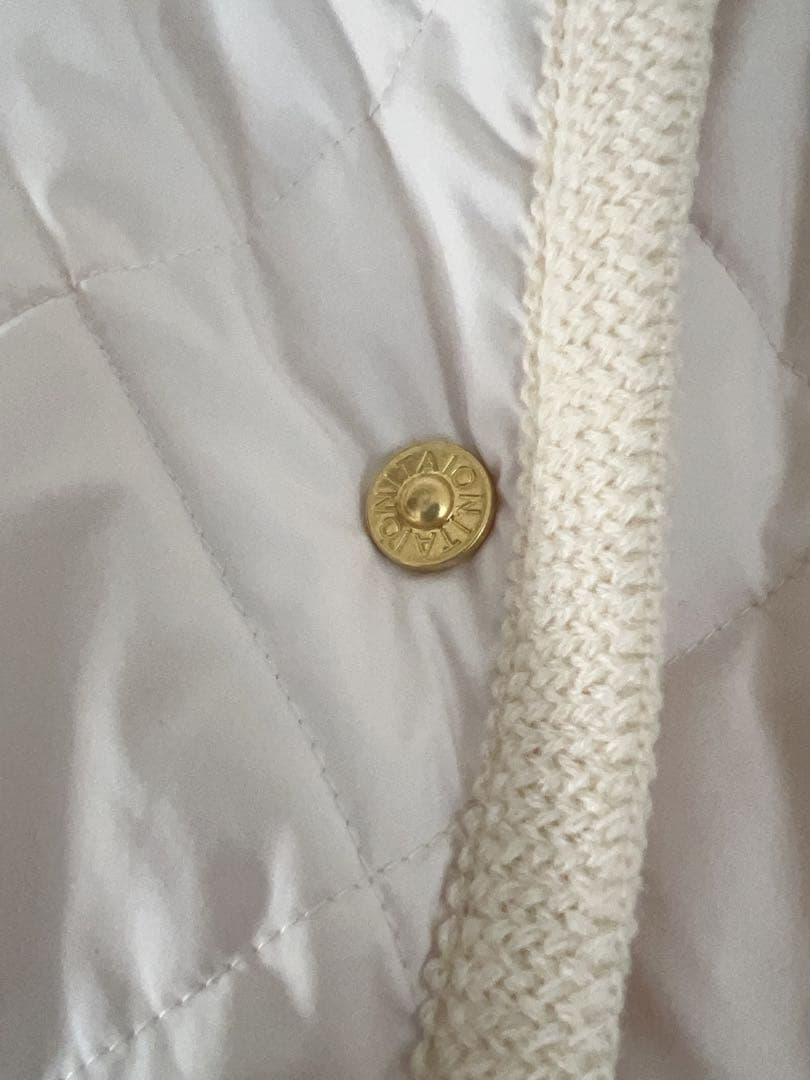 即納【TAION×anuans】 ノーカラーキルティングショートダウン　ホワイト