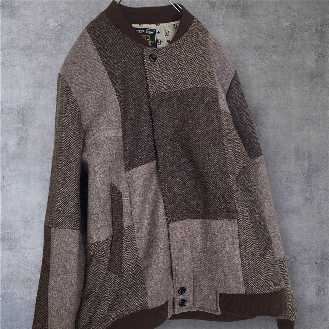 【新品タグ付】ハリスツイード ダービージャケット パッチワーク ブラウンミックス