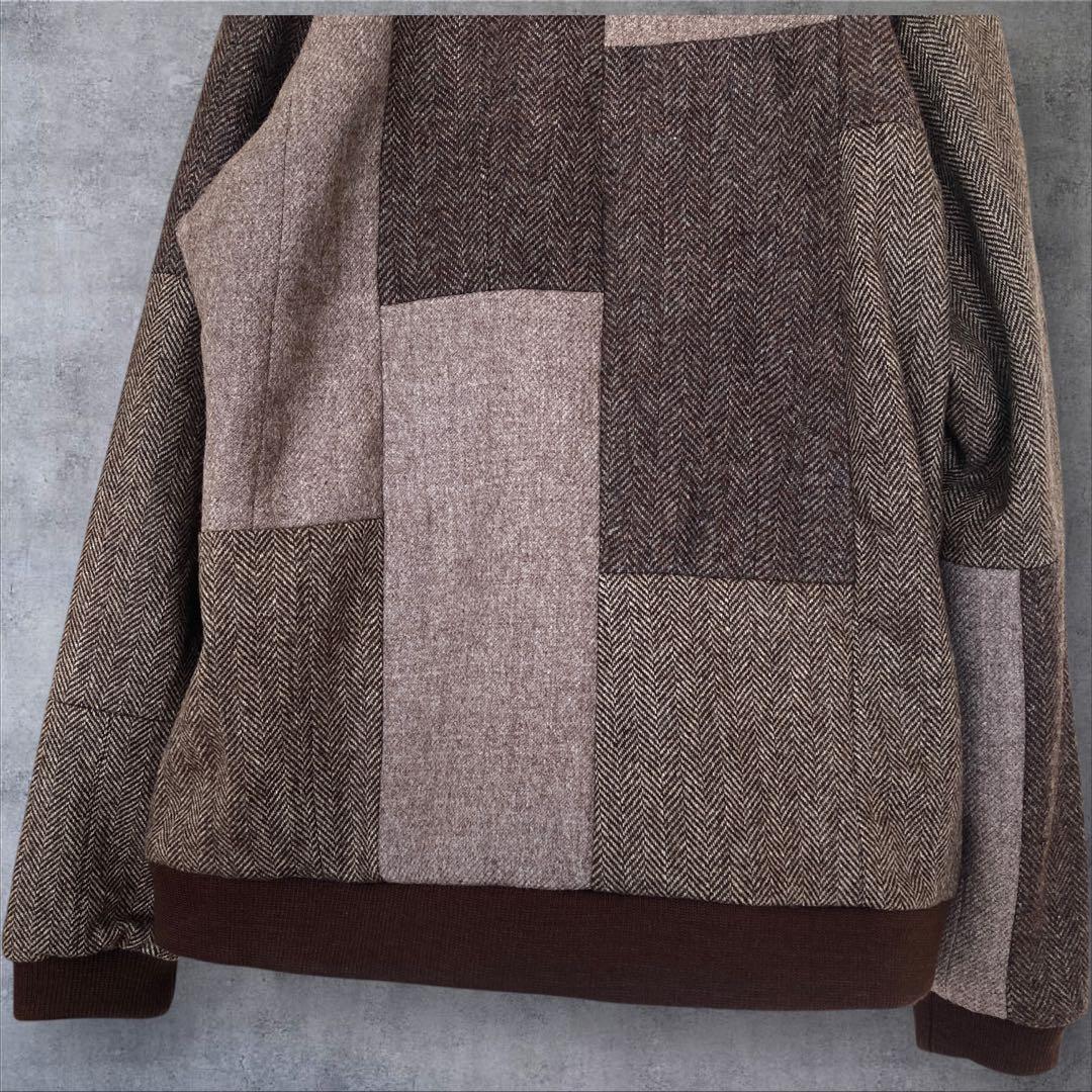 【新品タグ付】ハリスツイード ダービージャケット パッチワーク ブラウンミックス