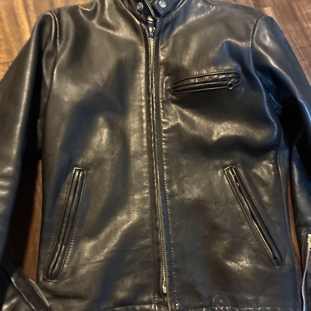 ショット黒 シングルライダース レザージャケット36