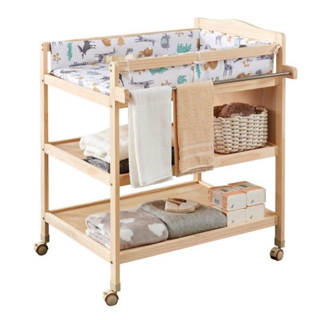 【最終価格※送料込み】木製 おむつ交換台 キャスター付 新生児