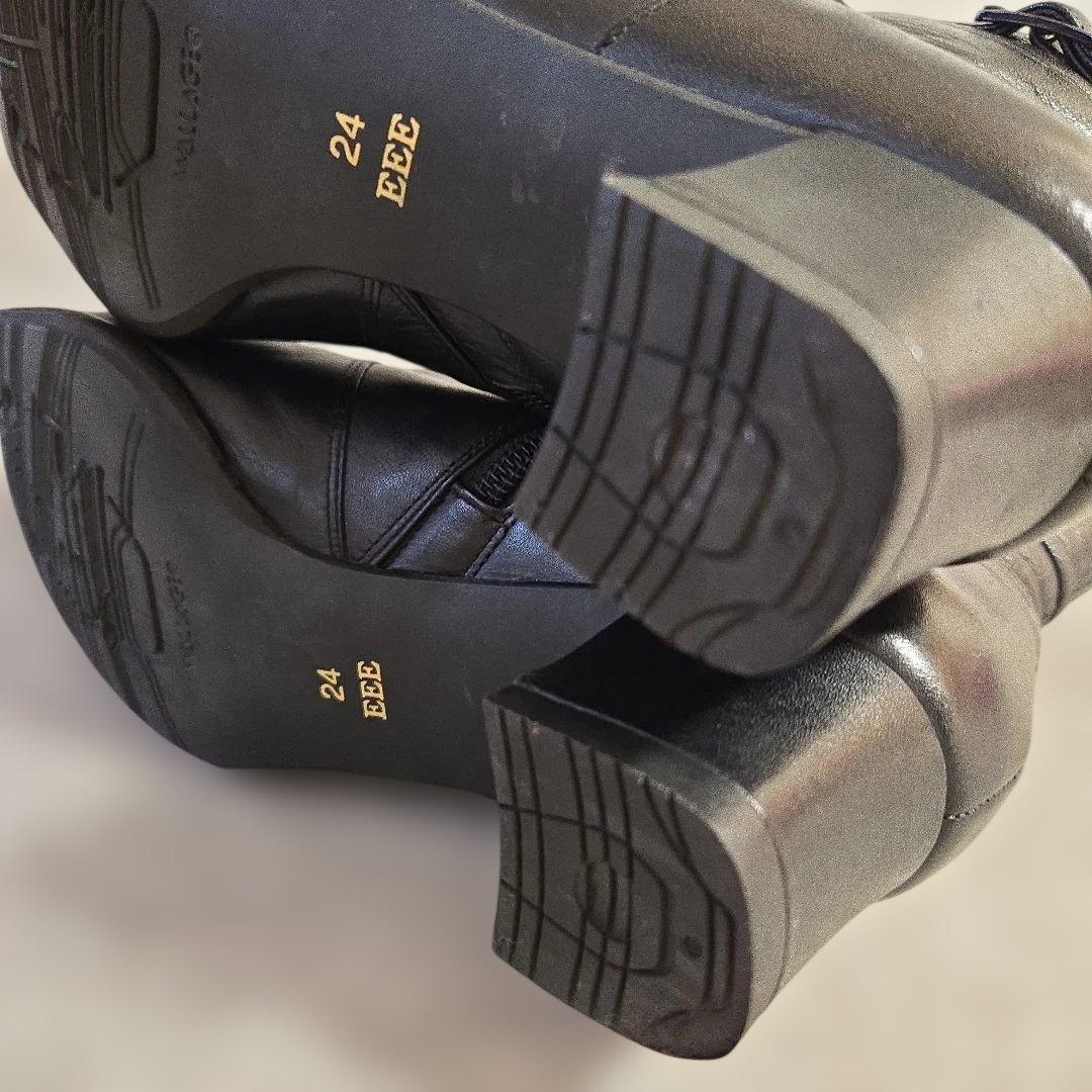 美品asics WALLAGE レースアップブーツ 24cm 3E サイドジップ