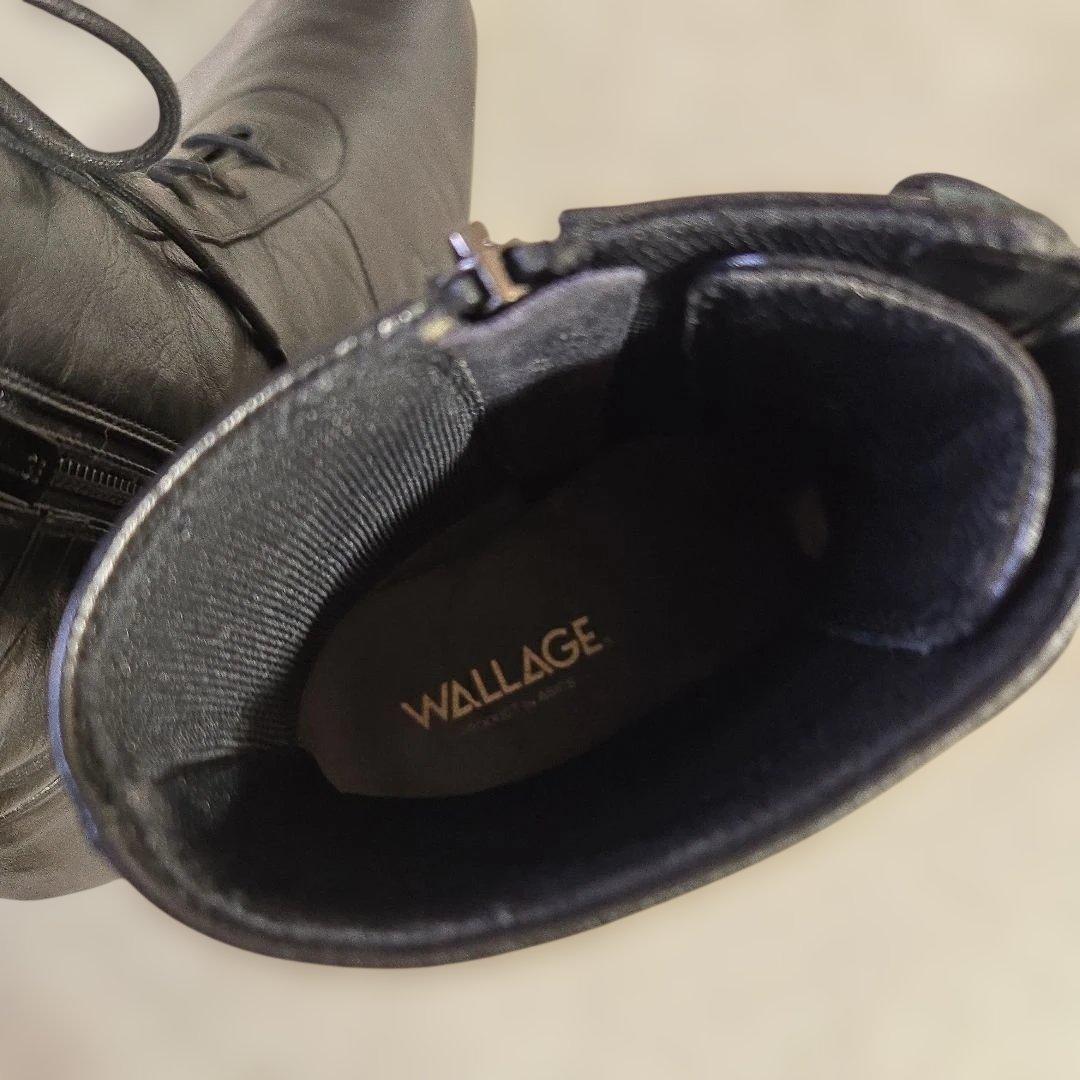 美品asics WALLAGE レースアップブーツ 24cm 3E サイドジップ