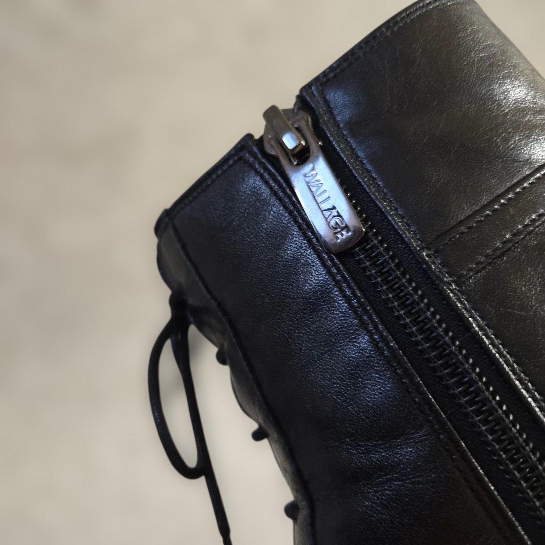 美品asics WALLAGE レースアップブーツ 24cm 3E サイドジップ