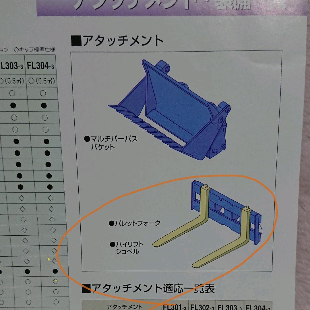 フルカワミニホイールローダのパレットフォーク