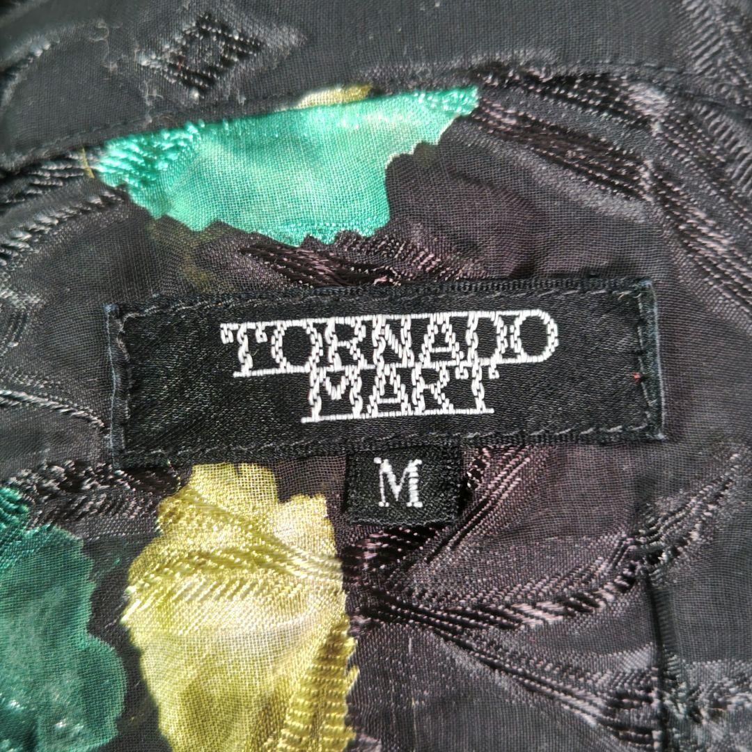 【透け感】極美品 トルネードマート 花柄 ジャガード シワ加工 シャツ 緑 M