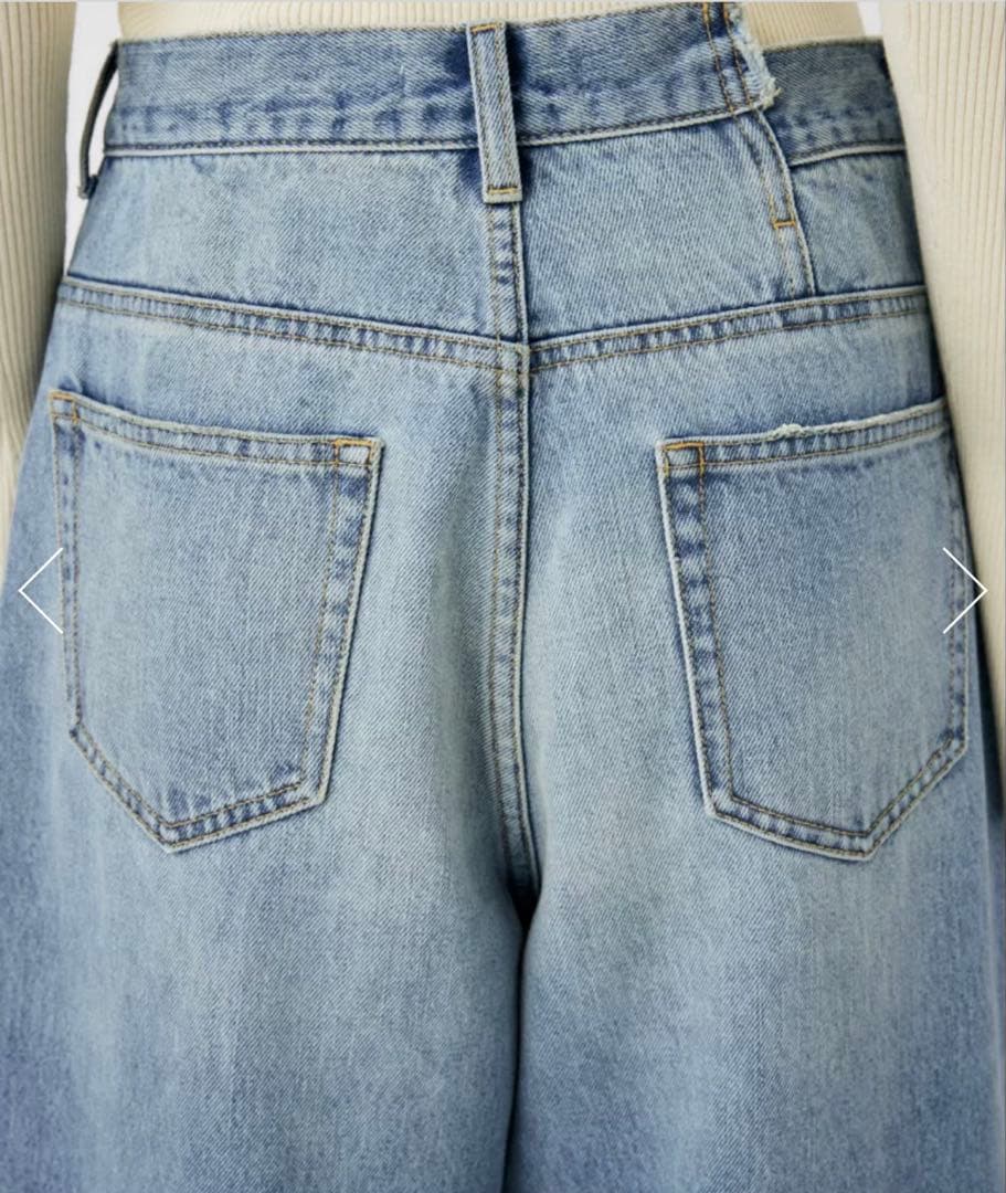 【美品】【今季完売品】MOUSSY クロスウエストワイドストレートデニム