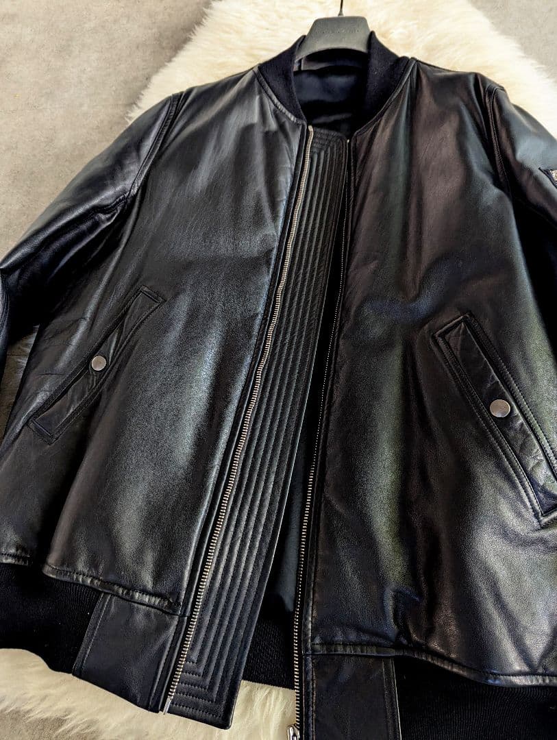 ゴ*ス様 稀少極美　リックオウエンス　カーフレザー　グース　パデッド　ボンバー