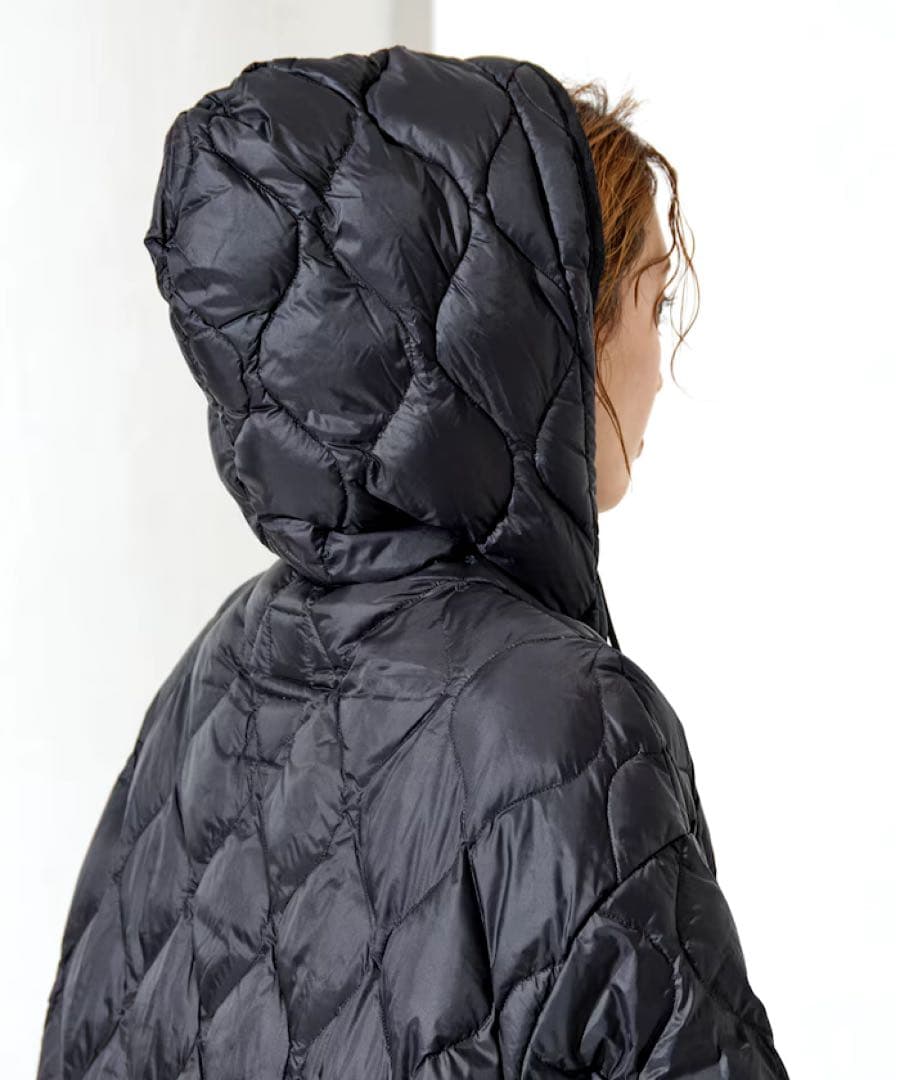 【TAION】別注フード ミドル丈 ソフト ダウンコート　ブラック