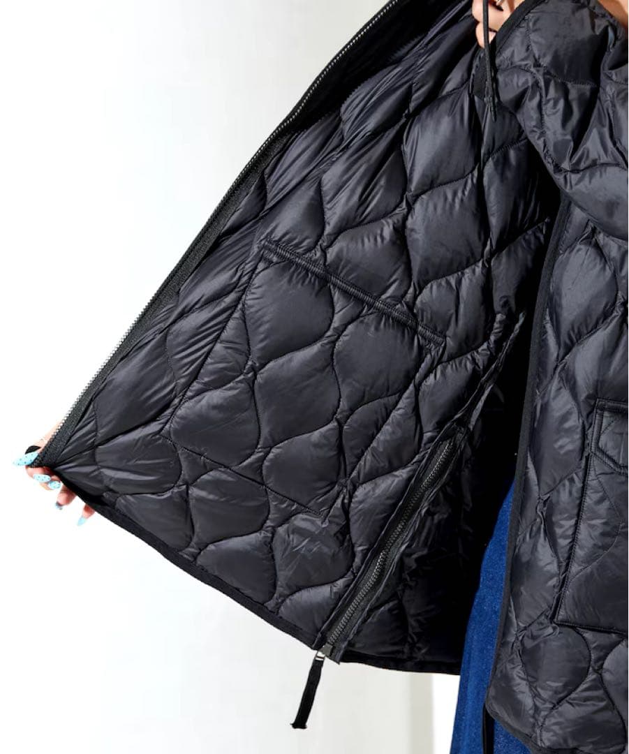【TAION】別注フード ミドル丈 ソフト ダウンコート　ブラック