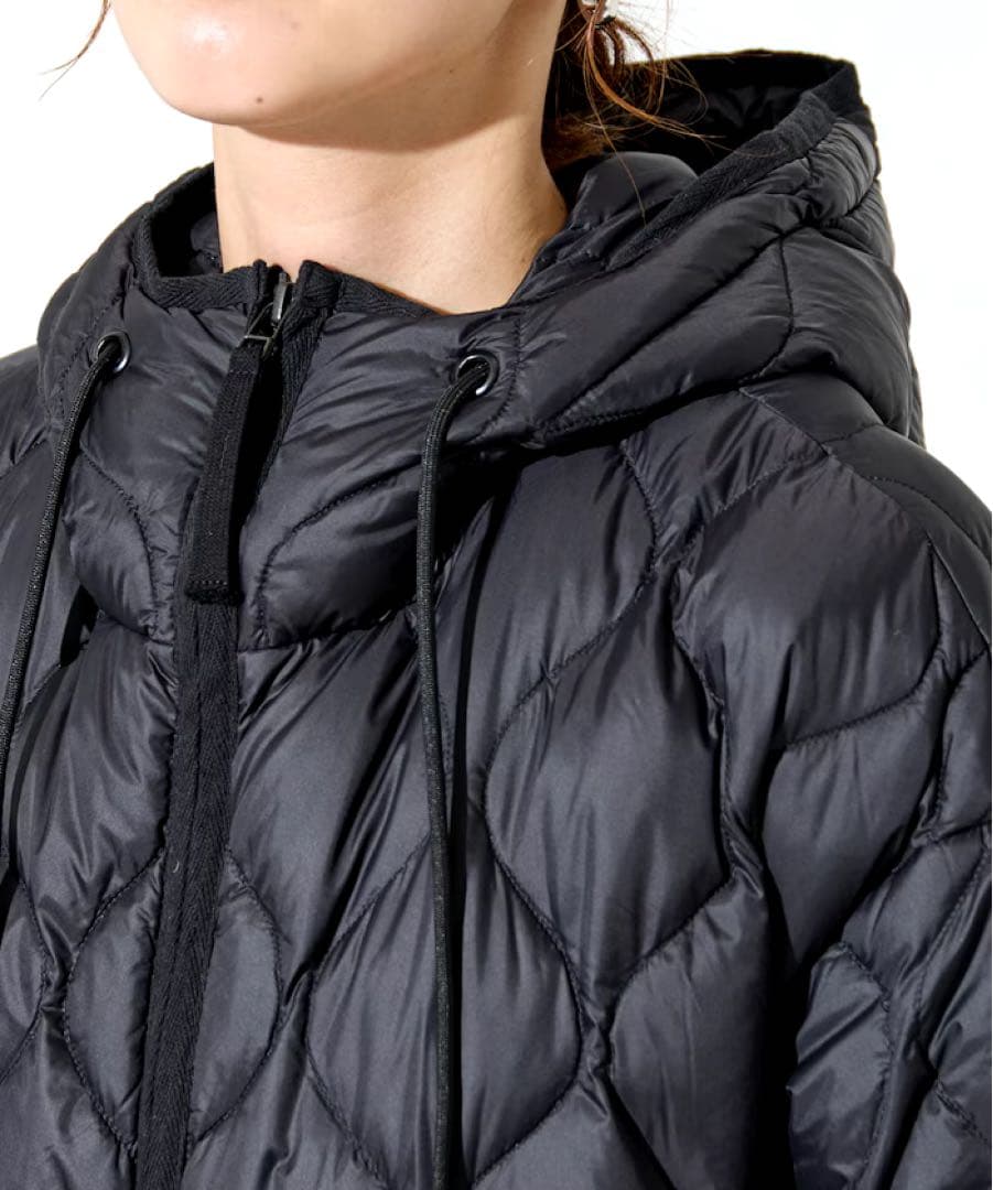 【TAION】別注フード ミドル丈 ソフト ダウンコート　ブラック