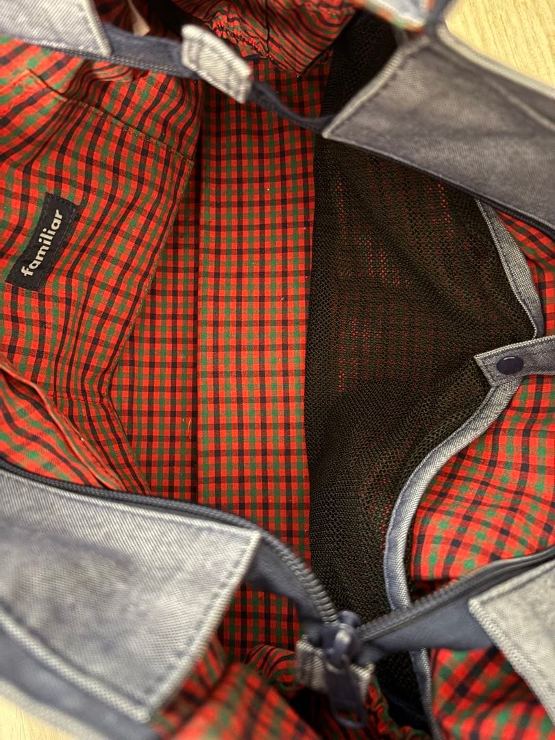 ファミリアfamiliarデニム刺繍マザーズバッグ　トートバッグ