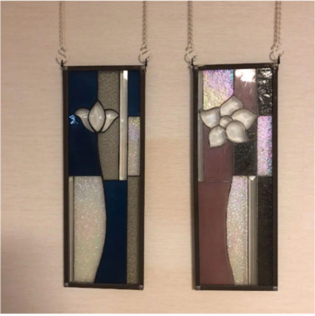 ステンドグラス♦︎ピンクフラワーパネル