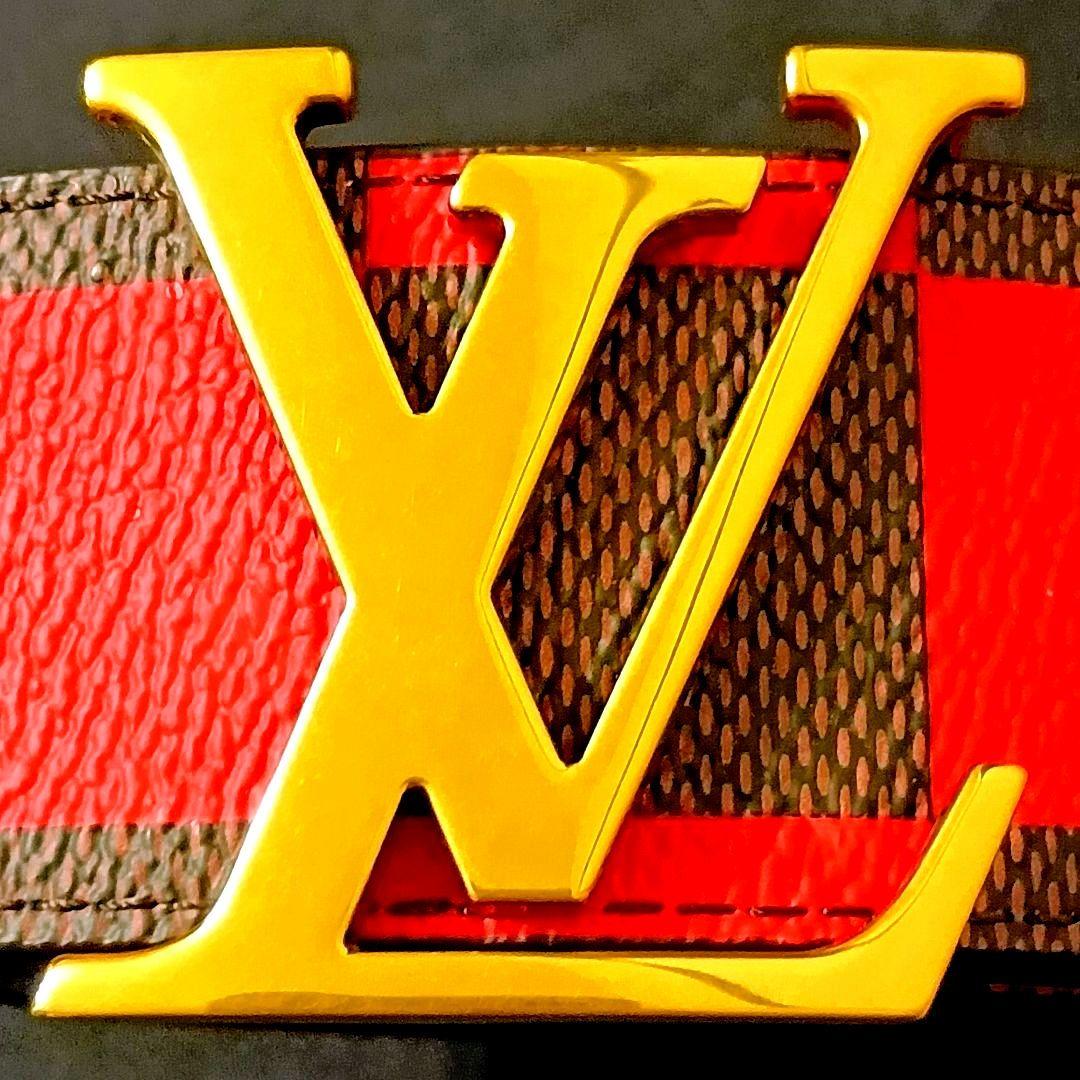 ⭕ルイヴィトン ダミエポップ イニシャル リバーシブルベルト 赤黒/茶110cm