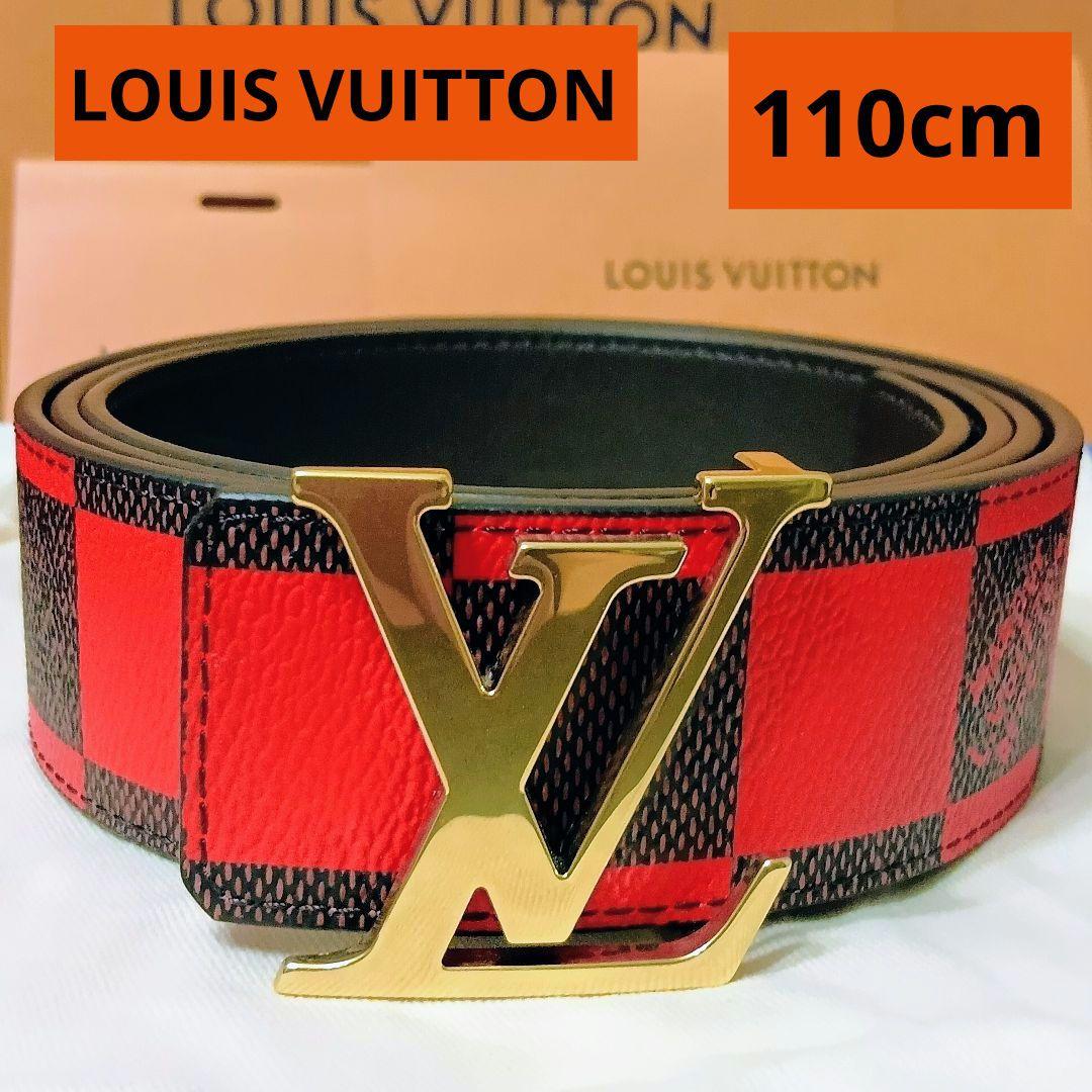 ⭕ルイヴィトン ダミエポップ イニシャル リバーシブルベルト 赤黒/茶110cm