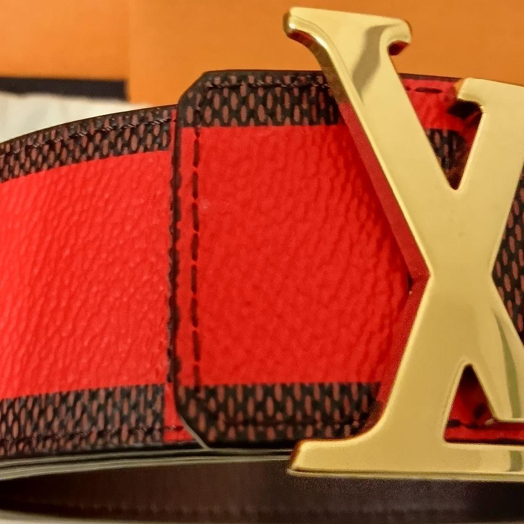 ⭕ルイヴィトン ダミエポップ イニシャル リバーシブルベルト 赤黒/茶110cm