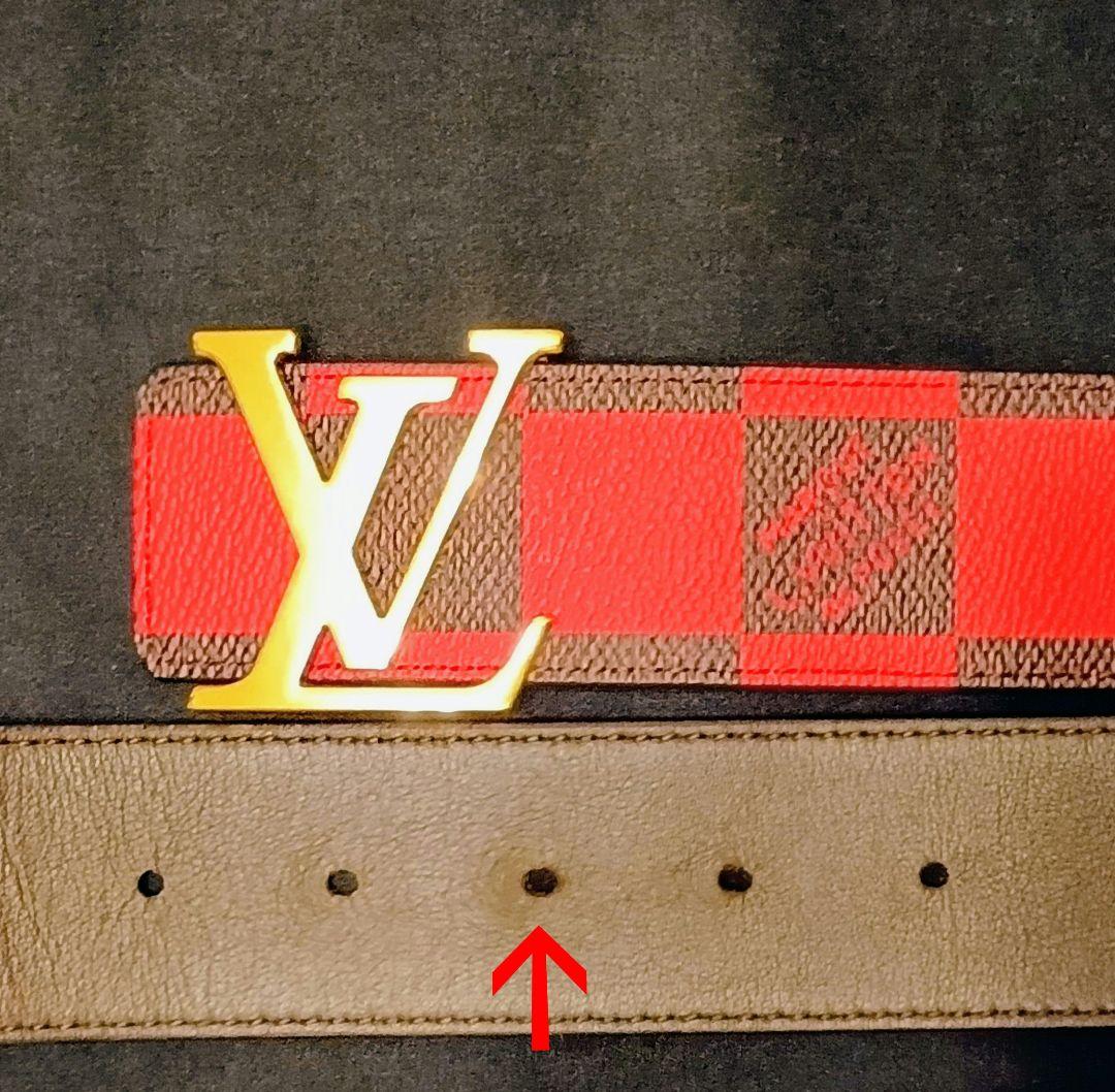 ⭕ルイヴィトン ダミエポップ イニシャル リバーシブルベルト 赤黒/茶110cm