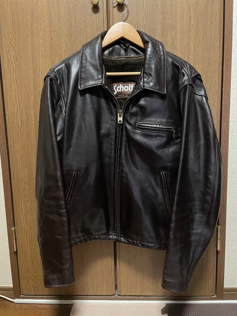 Schott ショット　642VS 襟付きシングルライダース サイズ38 【茶】