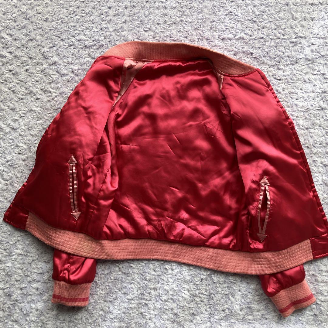 ピンク　スカジャン　天女　花柄　和柄　リバーシブル