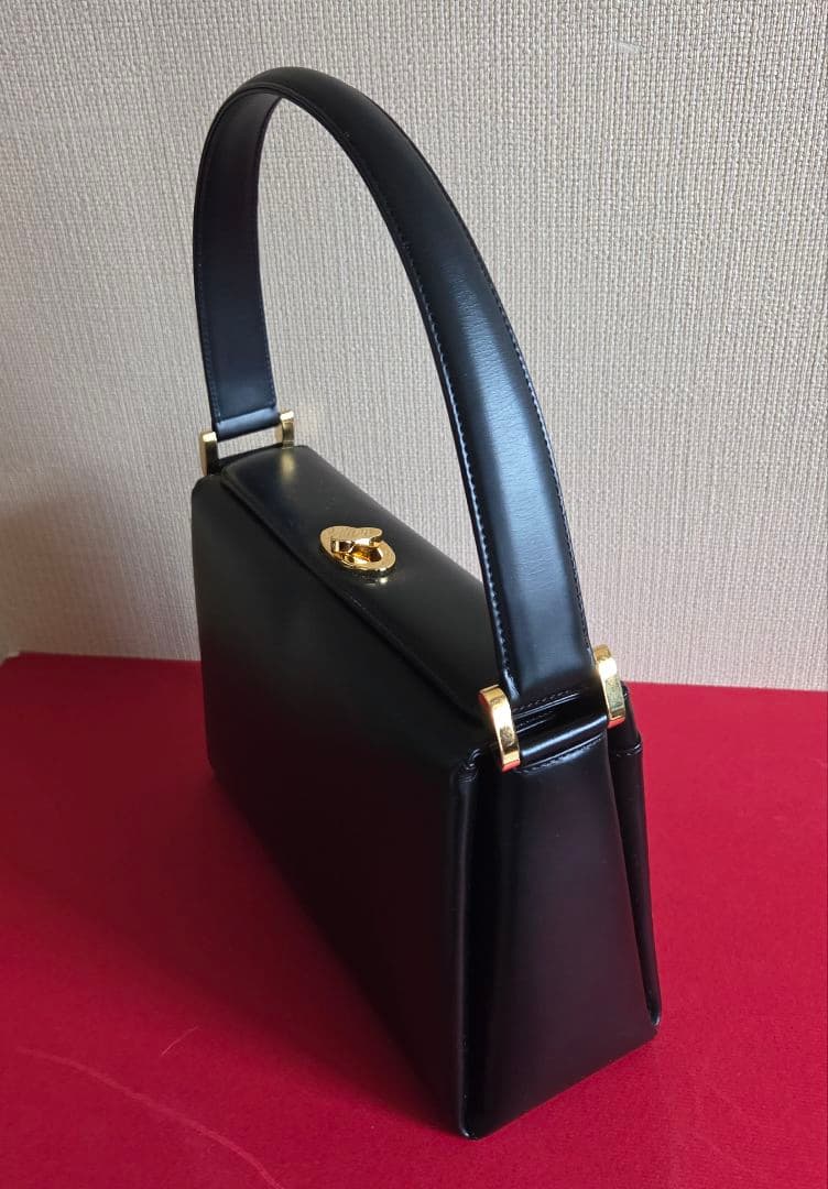 WAKO 銀座和光 ターンロック フォーマルバッグ ハンドバッグ 革 黒