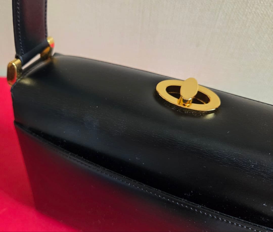 WAKO 銀座和光 ターンロック フォーマルバッグ ハンドバッグ 革 黒