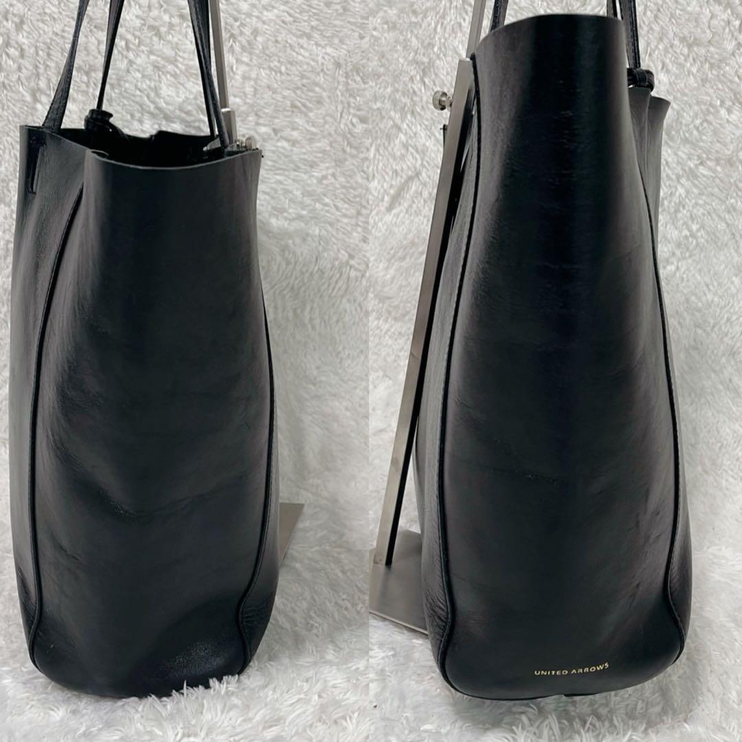 UNITED ARROWS レザートート ビジネスバッグ 黒 ポーチ付き