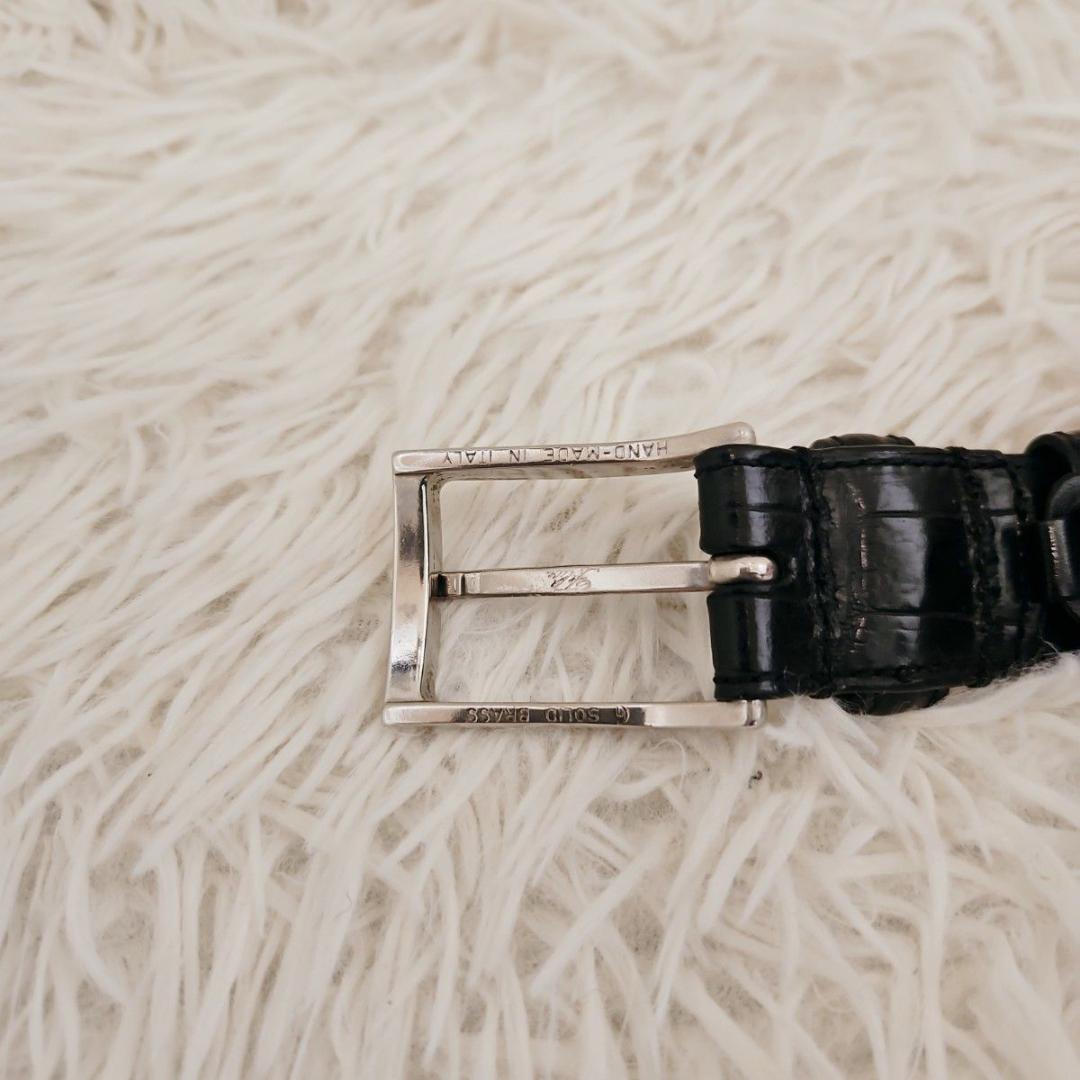 美品 Felisi フェリージ ベルト クロコ 型押し レザー 本革 黒