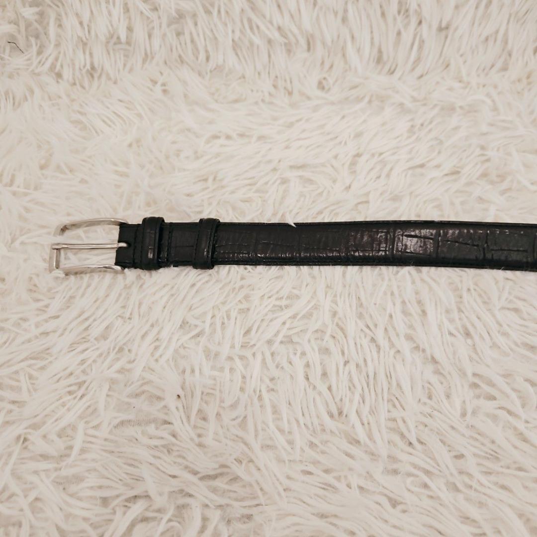 美品 Felisi フェリージ ベルト クロコ 型押し レザー 本革 黒