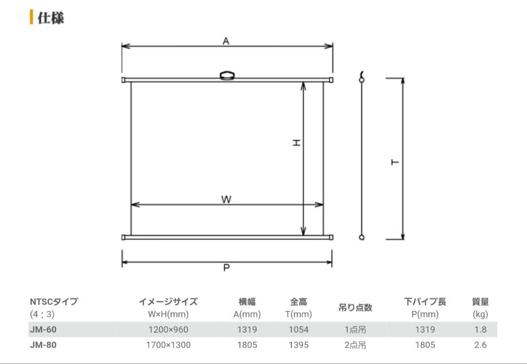 プロジェクタースクリーン 掛図式スクリーン