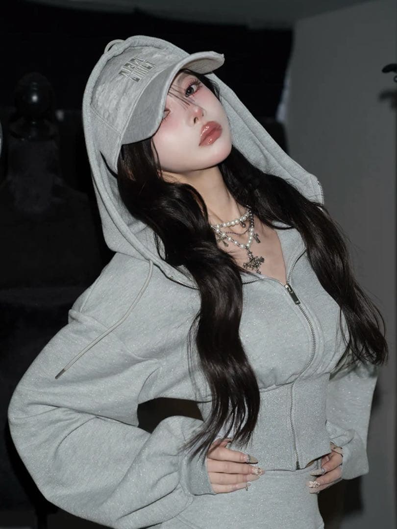 新品・未開封♡スウェットダメージキャップ　GRY