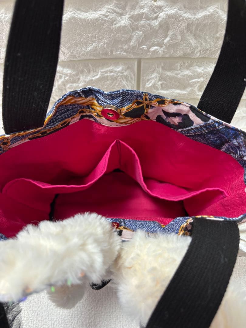 そ*2様 コヤンイサムチョン　ハンドメイド　丸底トートバッグ　デニムヒョウ柄　ア