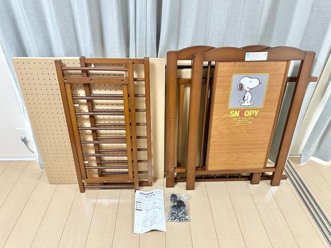 良品 キンタロー ミニ ベビーベッド ハイタイプ スヌーピー ライトオーク