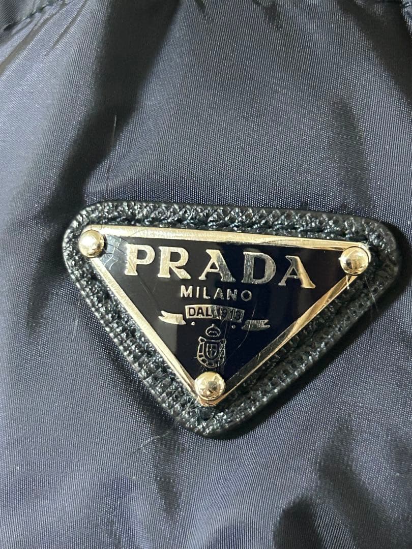 PRADA ネイビー ダウンジャケット ファー付き