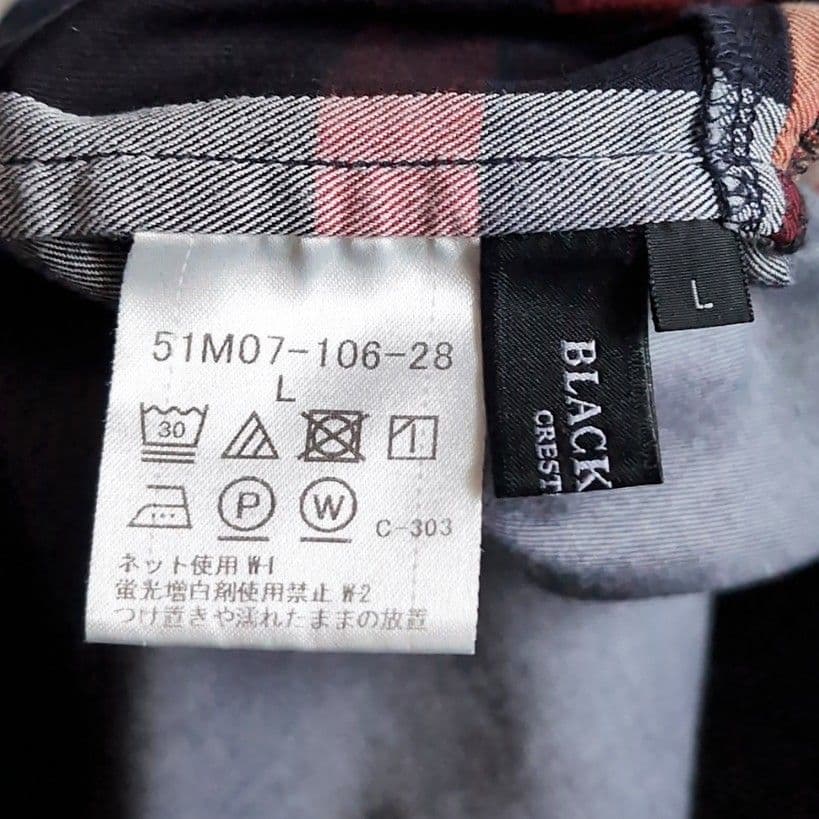 美品 クレストブリッジ 前面チェック デニム 長袖シャツ L インディゴ